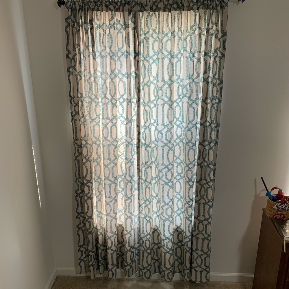 EUC—SIX Curtain Panels (3 windows worth) geo print